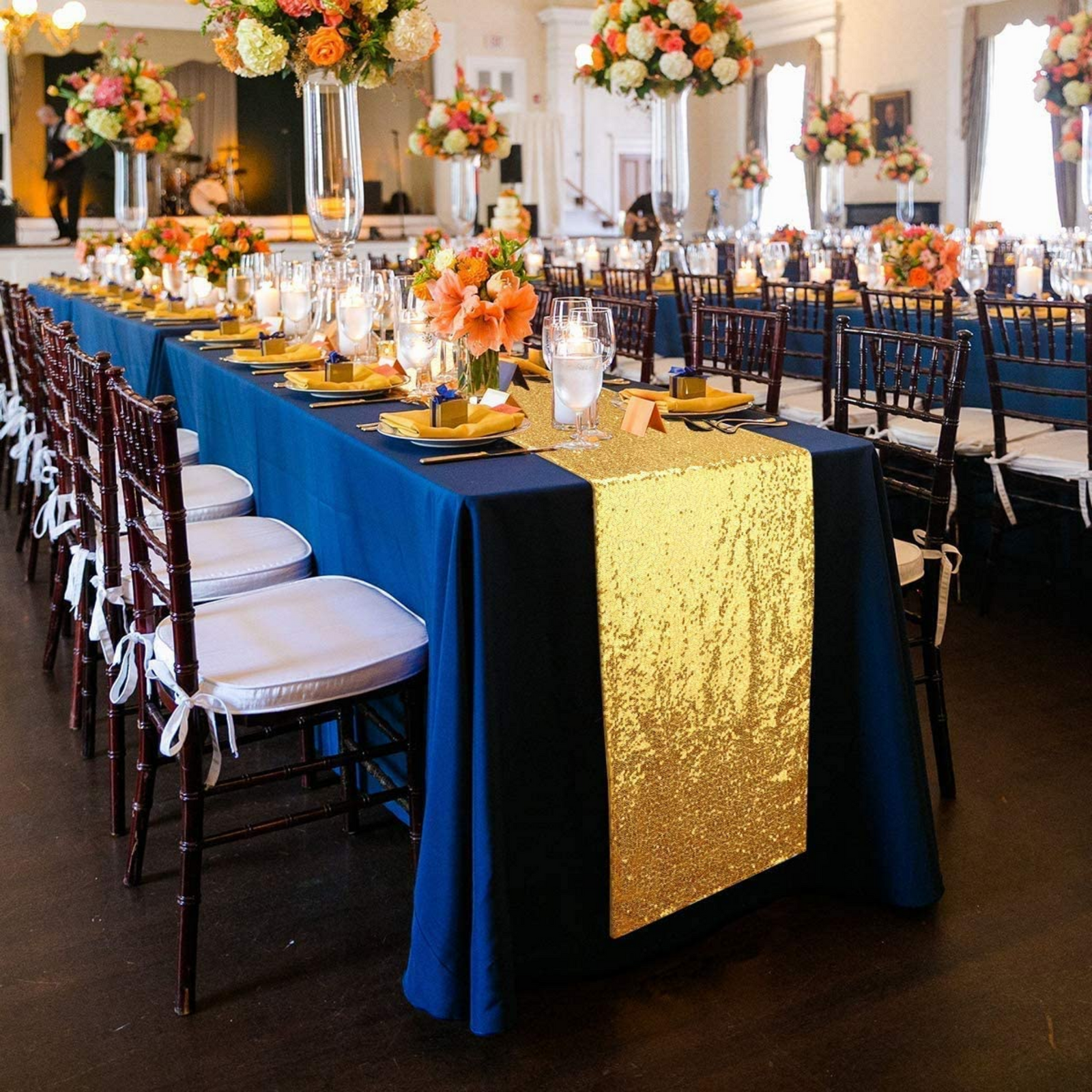 Gold sequin table runner