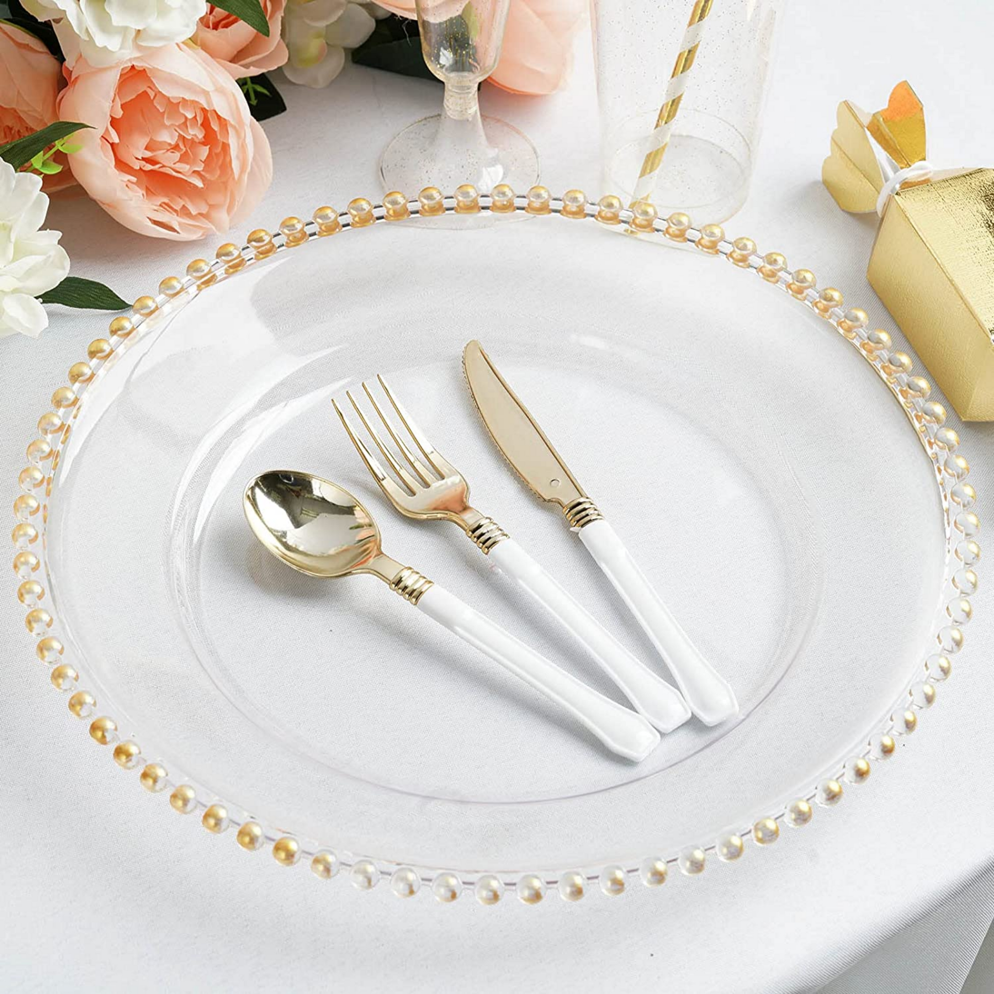Acrylic clear beaded charger plate