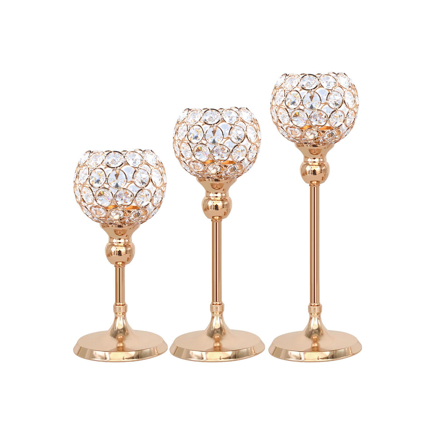 Gold crystal candle holder- set