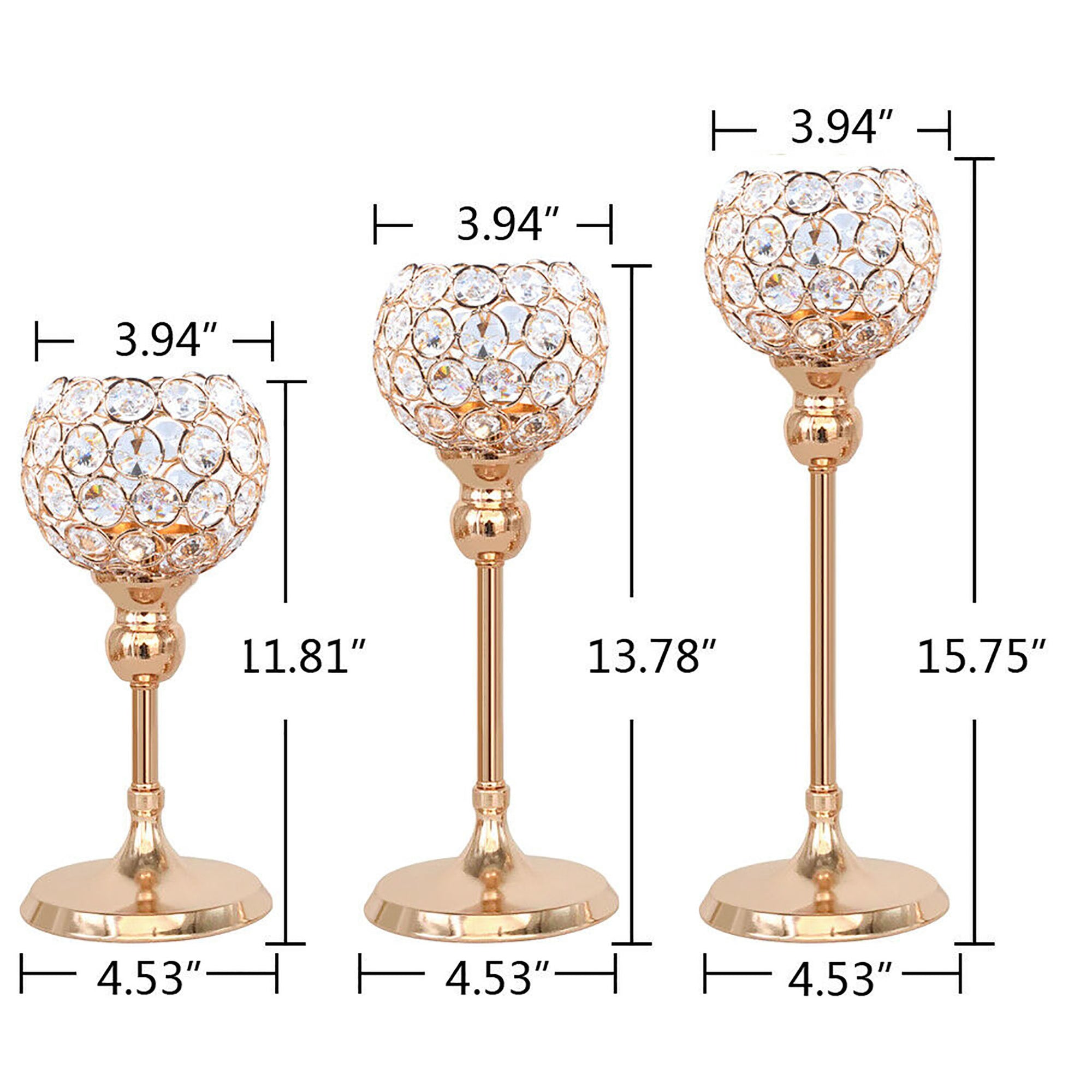 Gold crystal candle holder- set