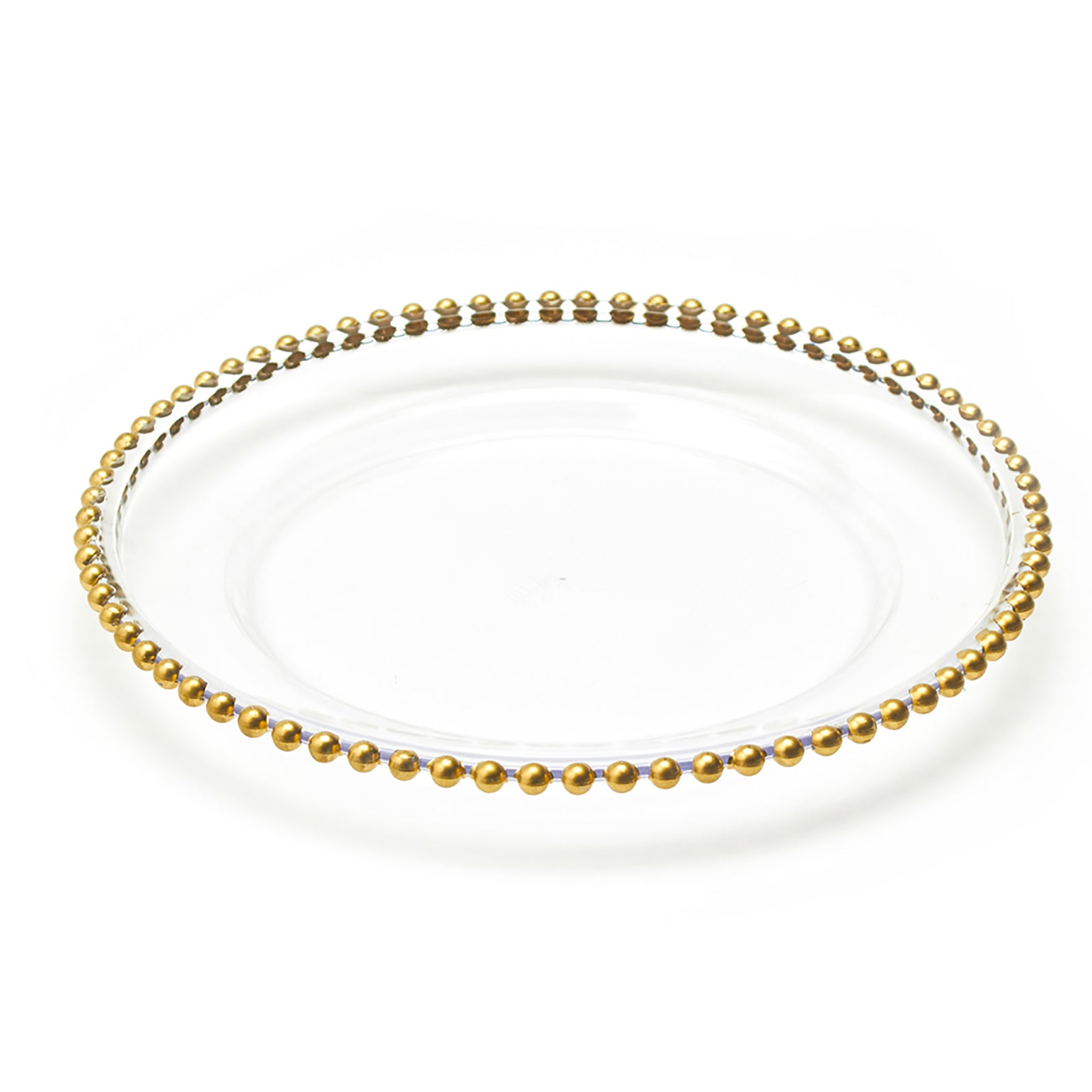 Glass clear beaded charger plate